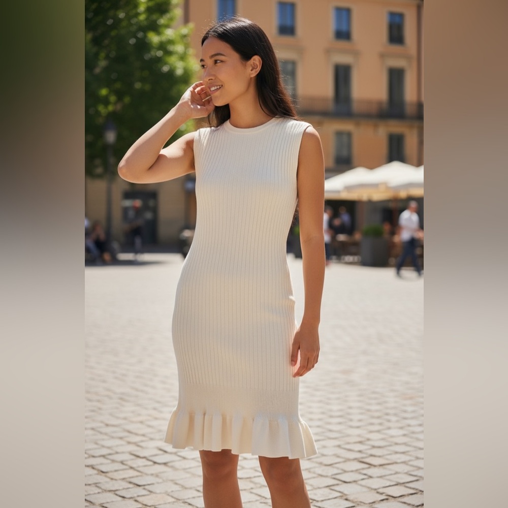 Cupshe Cream Knit Sleeveless Dress